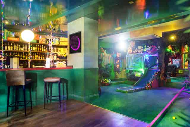Plonk Crazy Golf Arcade in Islington, vibrant mini-golf for team-building events.