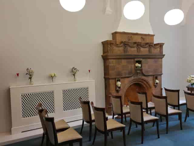 Marylebone Room, Mayfair Library: elegant meeting space with fireplace for workshops.