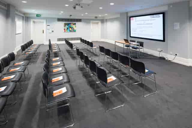 Burroughs Room at Wellcome Collection, organized for a professional presentation event.