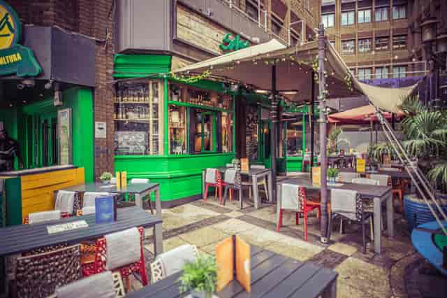 Vibrant outdoor dining space at Salsa! Soho, perfect for casual events and networking.