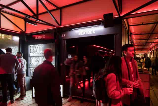 BeatBox venue in Shoreditch, vibrant urban space for social gatherings and events.