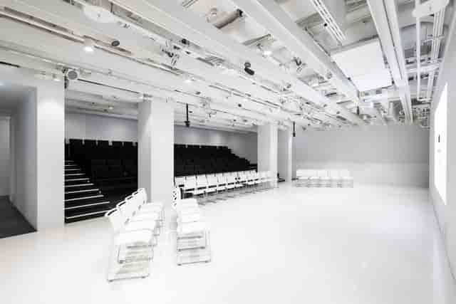 Modern tiered hall at Japan House London for professional presentations and corporate workshops.