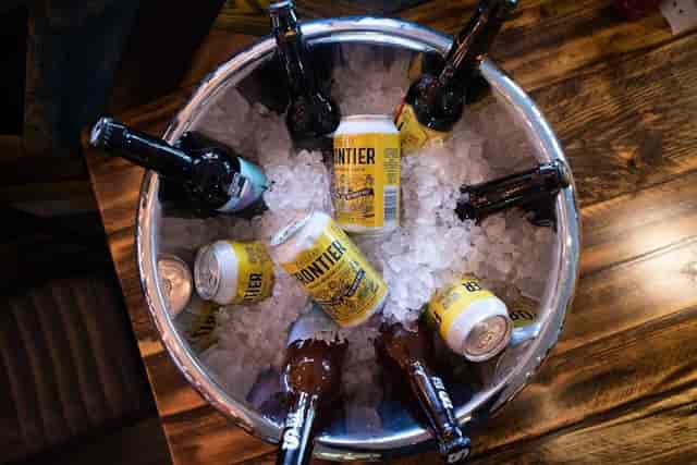 Stylish ice bucket with craft beers for social events and receptions at The Snug.