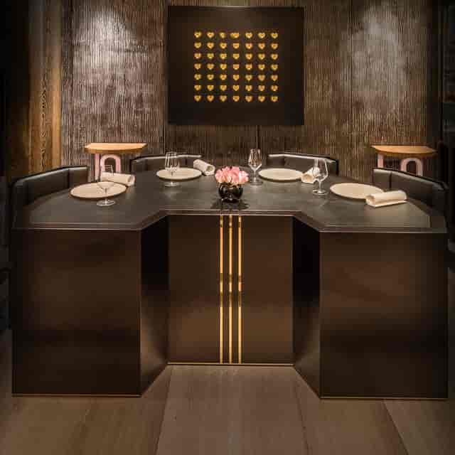 Exclusive Hire at Restaurant Gordon Ramsay with hexagonal table for corporate events.