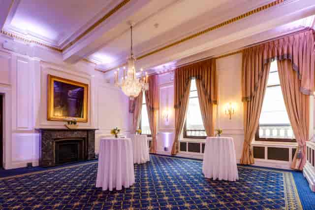 Elegant Trafalgar Rooms event space with high ceilings, perfect for upscale receptions.