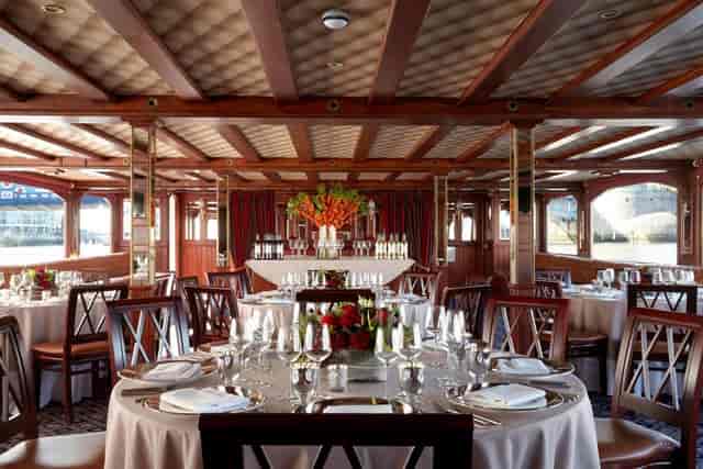Elegant dining space in Elizabethan venue for upscale events and corporate dinners.