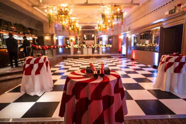 Six Clerks Bar checkered dance floor festive event
