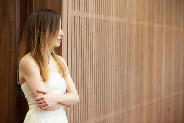 Elegant individual in Terrace Room, modern event space for networking and gatherings.