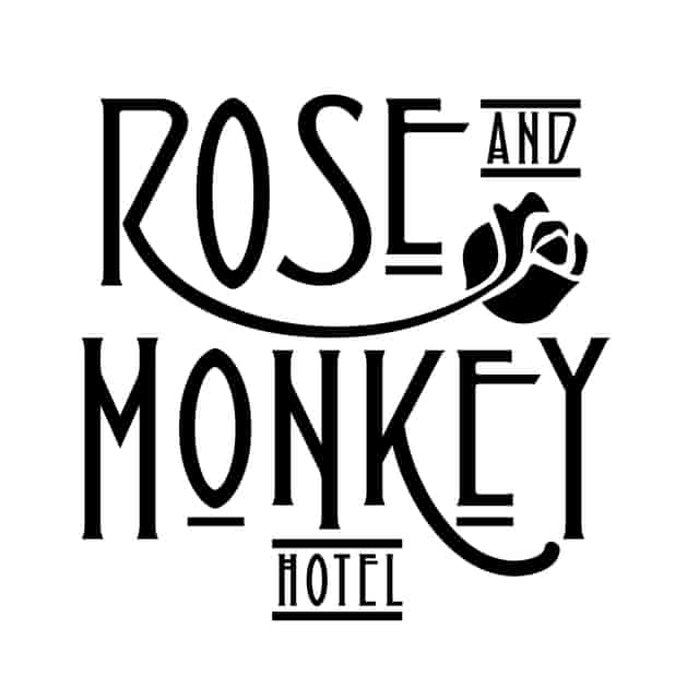 Stylish logo of The Rose and Monkey Hotel, perfect for creative events and weddings.