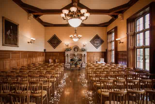 Elegant Oak Room at The Elvetham, Hampshire, perfect for weddings and formal gatherings.
