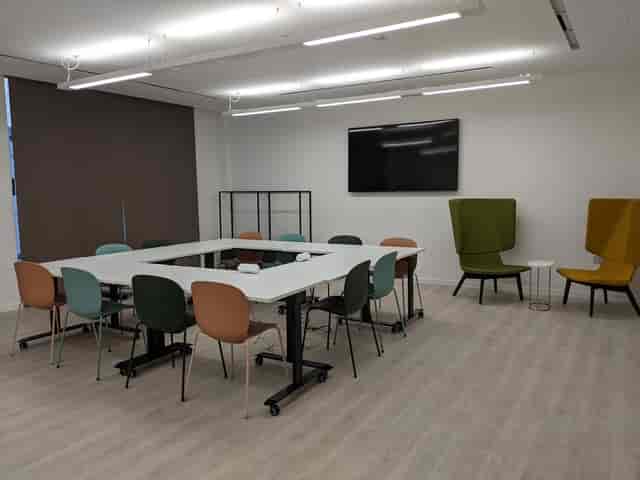 Brompton Library meeting room with modular seating for collaborative workshops and events.