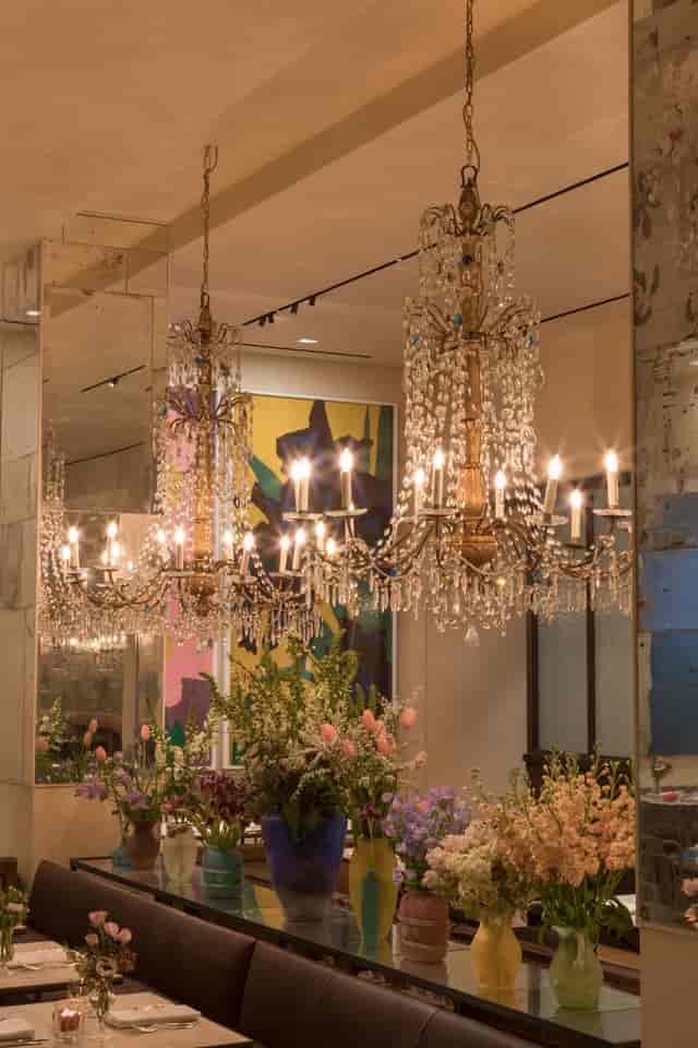 Elegant venue with chandeliers at Petersham Nurseries for upscale events and gatherings.