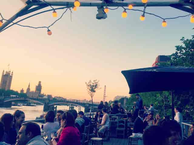 Vibrant outdoor venue at Tamesis Dock for summer parties and networking events.