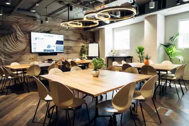 Modern meeting room with flexible layout for workshops and brainstorming at Uncommon Liverpool.