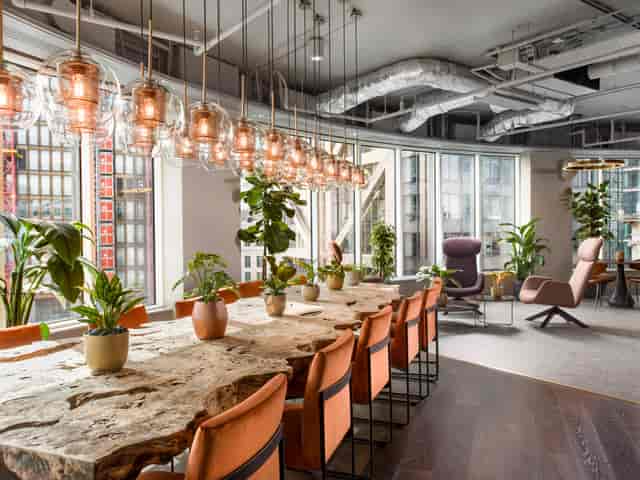 Outdoor terrace with rustic table, ideal for meetings and brainstorming at Uncommon Liverpool Street.