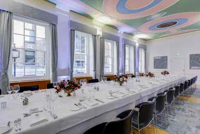 Elegant dining room in The Prince Philip Room, perfect for corporate events and dinners.
