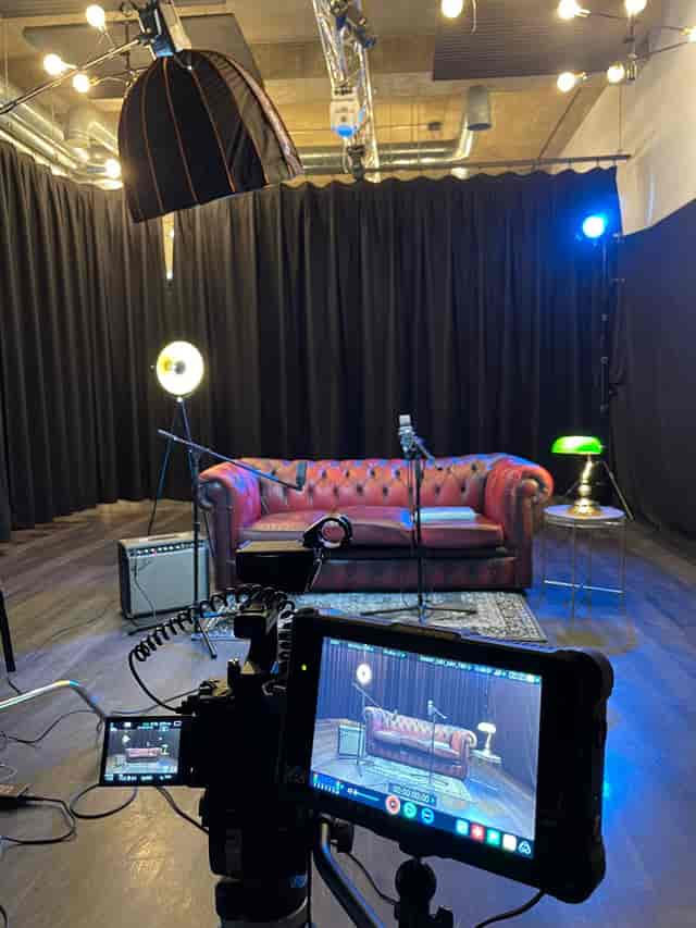 Whole Venue in The Gallery, Tileyard London: stylish setup for podcast and live-streaming events.