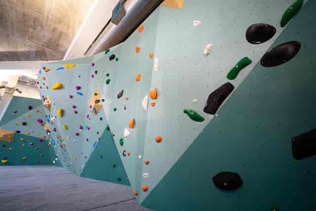 Vibrant indoor climbing wall for team-building events and active workshops.