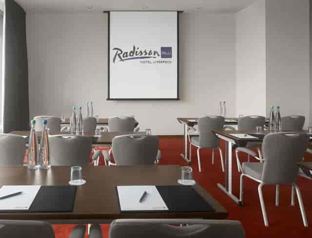 Meeting room at Radisson Blu Liverpool with AV equipment for professional events