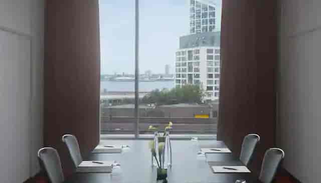 Canning meeting room at Radisson Blu, Liverpool with waterfront view for corporate events.