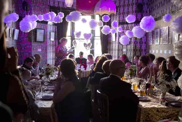 Elegant wedding venue at Hotel Pelirocco with whimsical decor and inviting ambiance.