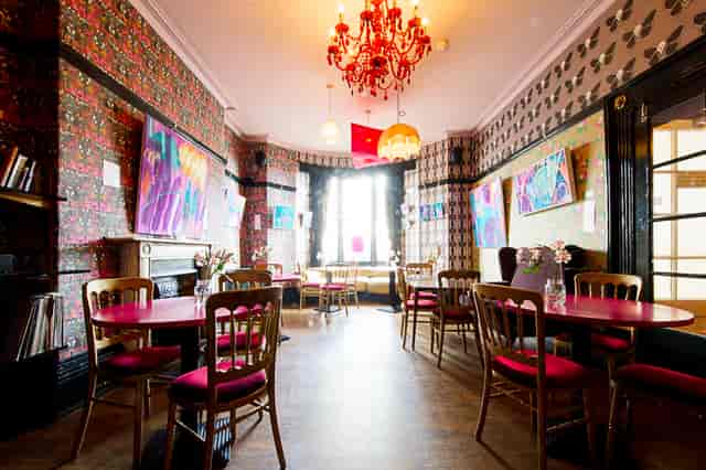 Vibrant bar hire space at Hotel Pelirocco for creative meetings and social events.