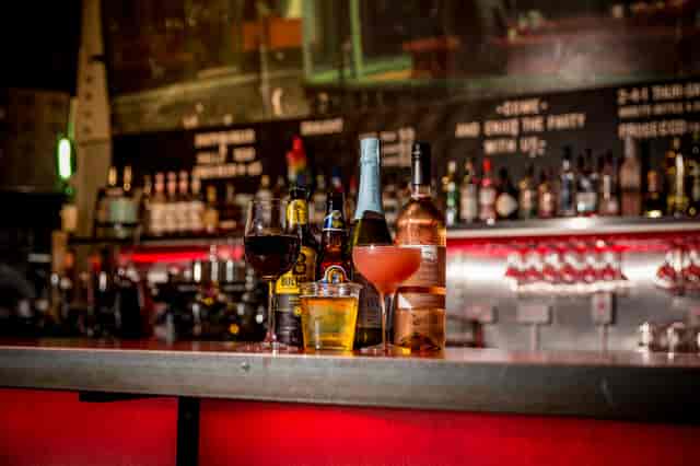 Vibrant bar setup at Village Vanguard, ideal for networking events and receptions.