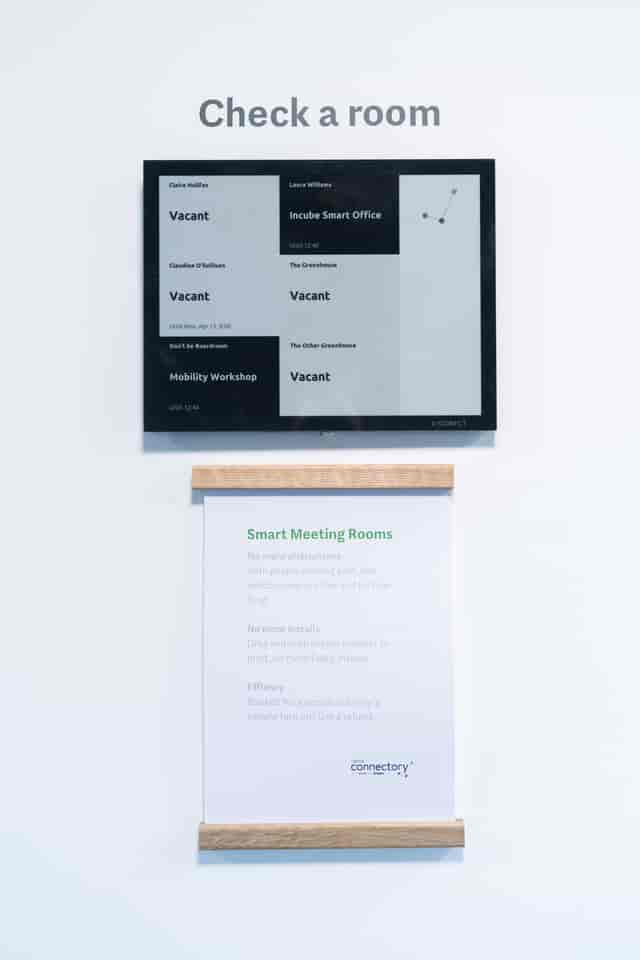 Claudine O'Sullivan meeting room with digital display for smart event planning in London.