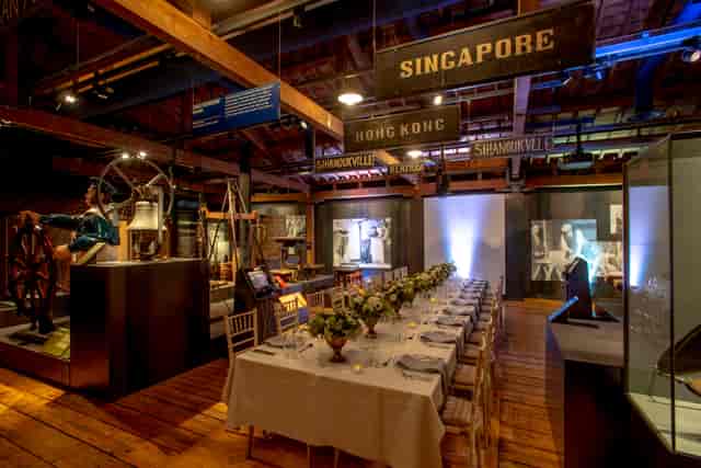 London museum gala dinner, historical exhibits, corporate event