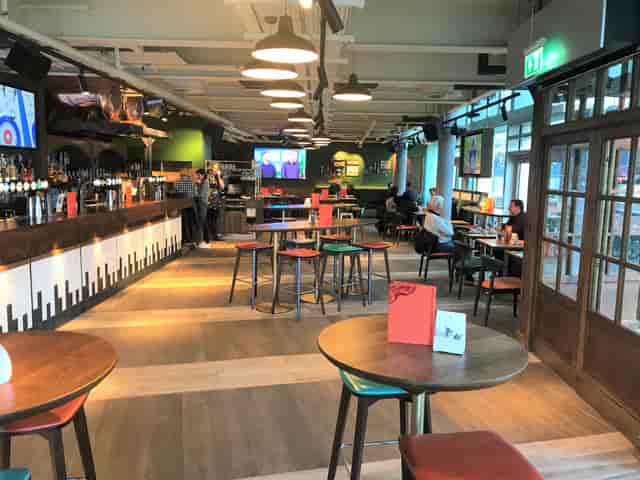 Full venue hire at Redwood Sports Pub, featuring a modern bar for networking events.
