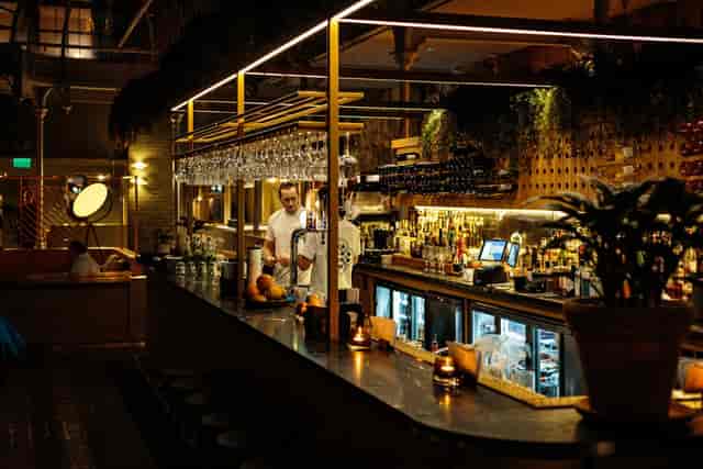 Stylish bar at The Conservatory, ideal for networking events and cocktail receptions.