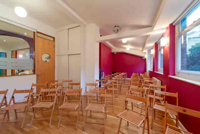 Parvati Studio at Tara Yoga Centre: warm, inviting space for workshops and presentations.