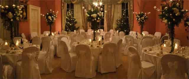 Elegant banquet setting at Winton Castle, ideal for weddings and formal events.