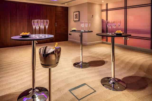 Sophisticated event setup in The Prince Room, ideal for networking and cocktail receptions.