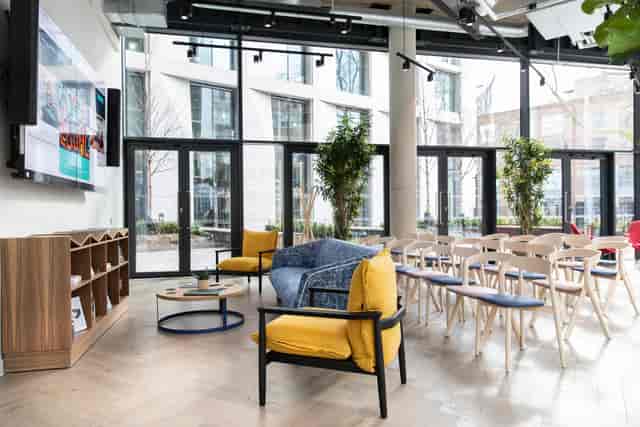 Modern event space in FORA-Southwark with natural light, ideal for meetings and workshops.
