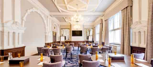 Council Room at Hotel Indigo Durham, elegant decor for corporate meetings and workshops.