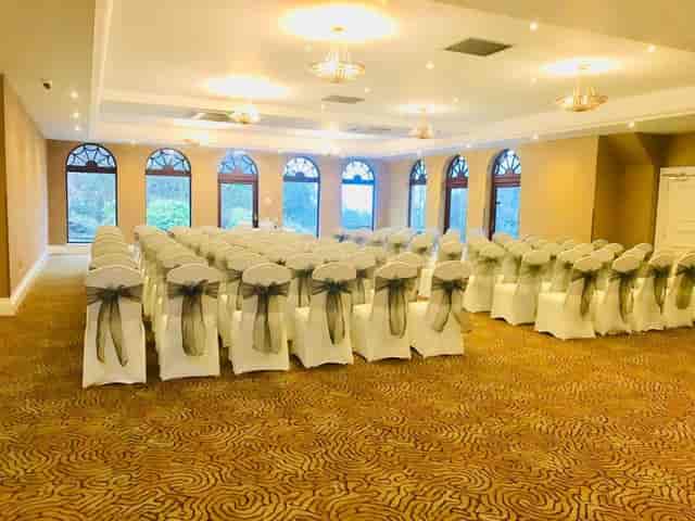 Garden Room at Gleddoch Hotel: elegant chairs, ideal for conferences and weddings.