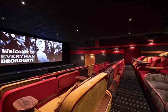 Contemporary cinema auditorium with plush seating for hybrid events at Everyman Broadgate.