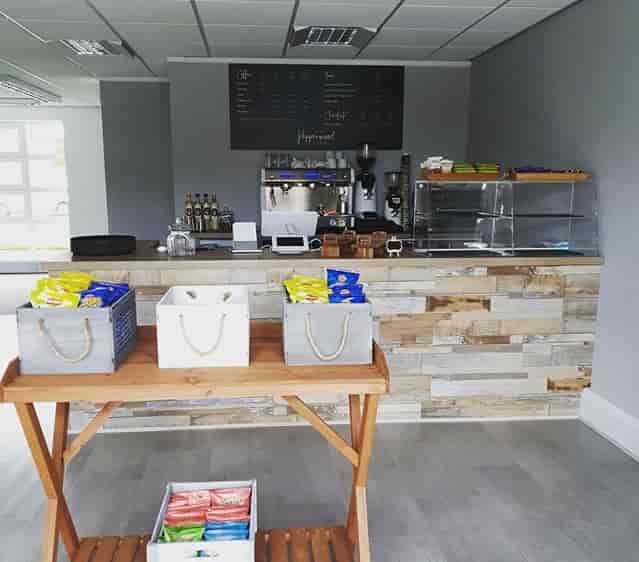 Sleek refreshment station for meetings and events at Pepperwood Kitchen.