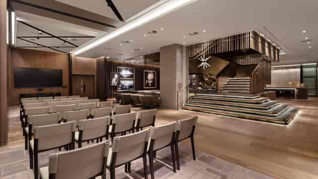 National Gallery event space with tiered seating for conferences and corporate meetings.