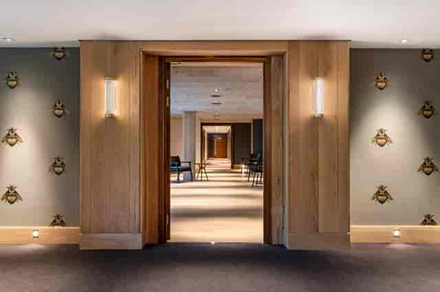 Private Room 18 corridor at The Edwardian Manchester, elegant decor for meetings and events.