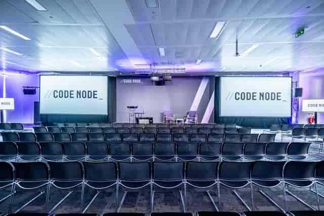 CodeNode theatre hire, modern screens, conference venue