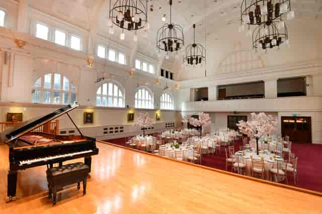 Amaryllis Fleming Concert Hall with grand piano, ideal for weddings and corporate events.