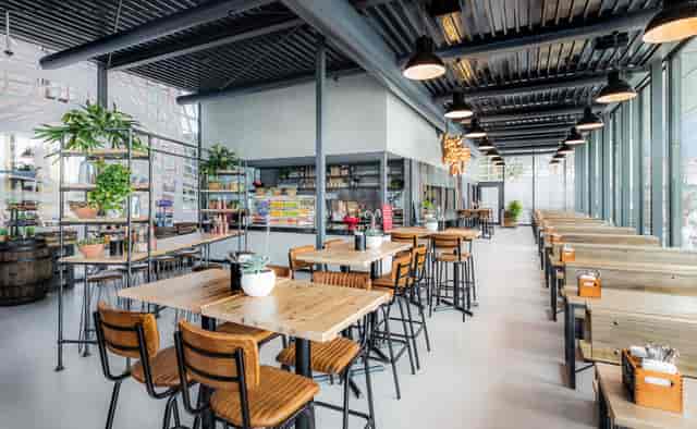 Modern dining venue at Sticky Fingers, ideal for casual meetings and networking events.