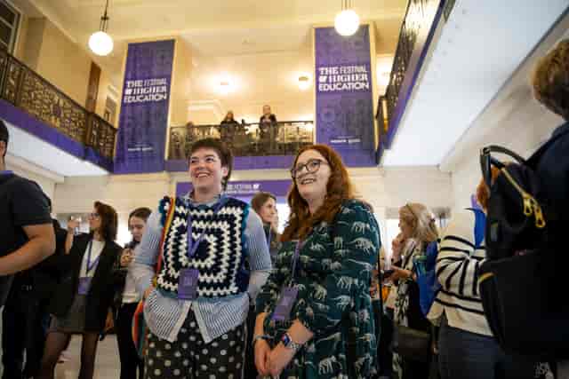 Vibrant networking event at Crush Hall, University of London, promoting higher education.