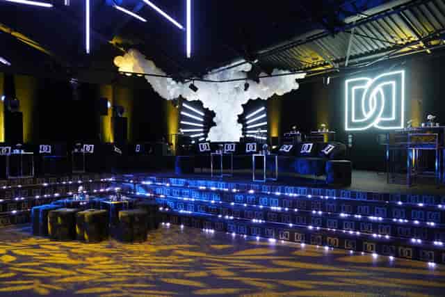 Dynamic event space with tiered seating for meetings and celebrations at The Engine Rooms.