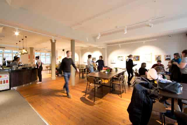 Versatile event space in Oxford House with flexible seating for networking and workshops.