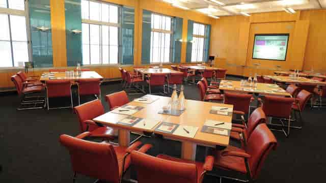 Modern Council Chamber in Broadway House, designed for collaborative meetings and events.