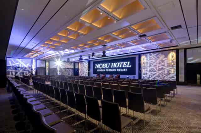 Ballroom at Nobu Hotel Portman Square, modern design for conferences and seminars.