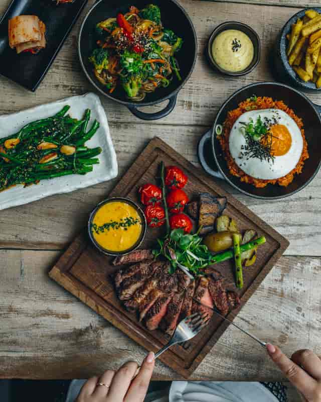 Gourmet steak dinner at Jinjuu Event Space, perfect for upscale events and corporate dinners.